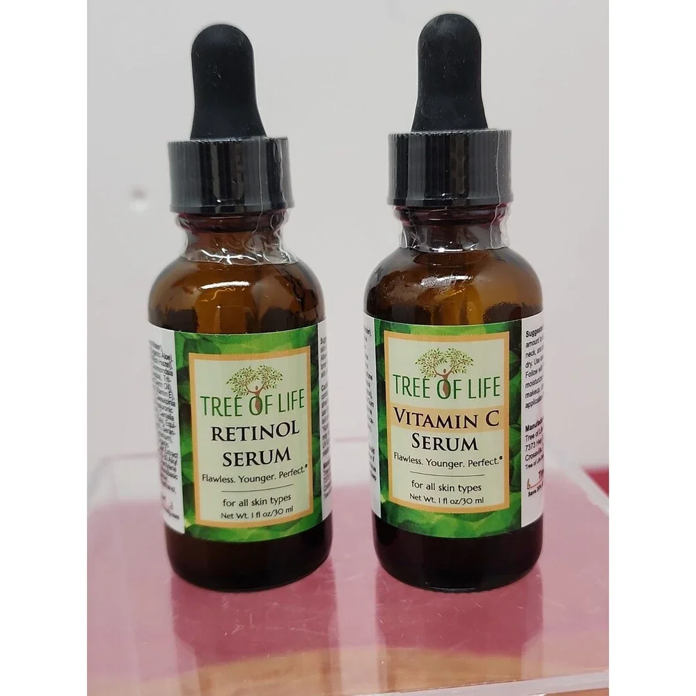 Tree Of Life Retinol Serum And Vitamin C Serum For All Skin Types 2~1 Oz Bottles